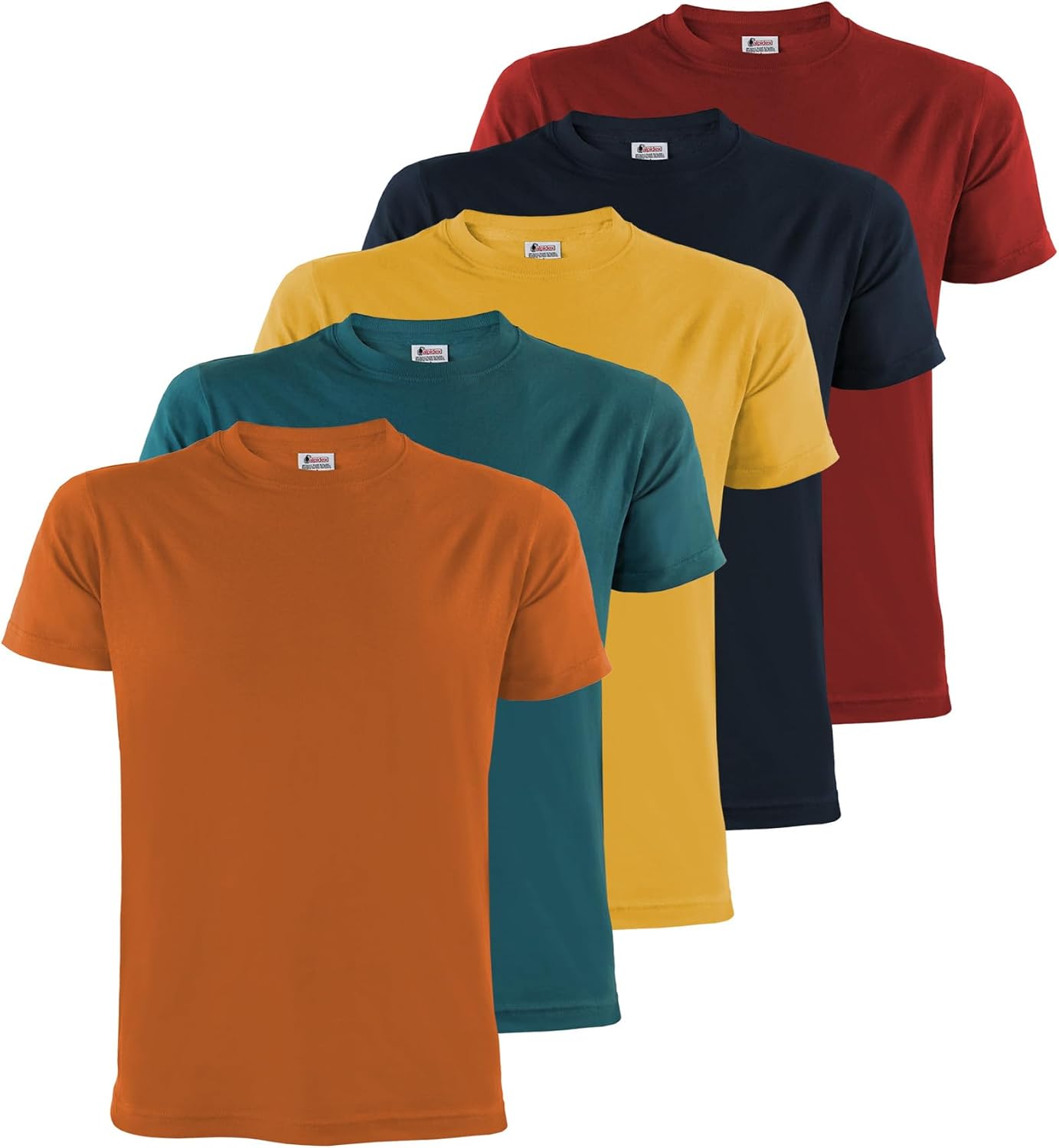 ALPIDEX T-Shirt Camisetas Hombre Pack de 5 Cuello Redondo 100% Algodón Unicolor Corta Shirt Men Camisa de Manga Casual S M L XL XXL 3XL 4XL 5XL