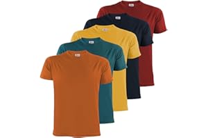 ALPIDEX T-Shirts Hommes Lot de 5 Col Rond 100% Coton Manches Courtes Unis Basique Mens Tee Shirt S M L XL XXL 3XL 4XL 5XL