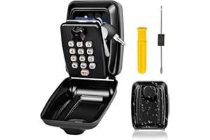 Vizgifin Key Safe Wall Mounted Police Approved,Key Lock Box Outdoor,Large Key Lock Box with Resettable 12-Digit Code Key Safe Box with Weatherproof Cover for Outside Home Garage Office School (Black)