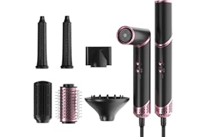 Airstyler 6 in 1, Hairstyler Mit 110000 U/Min Haartrockner, Warmluftbürste Haarstyler Set, Föhnbürste, Lockenstab automatisch