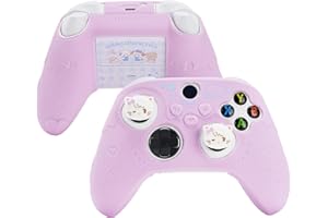 GeekShare Mikko - Juego de empuñaduras protectoras compatibles con el controlador Xbox Series X/S, funda de silicona morado dulce para mando de Xbox con 2 tapas de agarre para el pulgar y 2