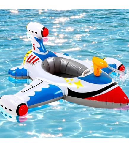 Bouée Gonflable Pour Tout-petits 1-6 Ans – Forme D'avion Avec Pistolet à Eau – Rouge, Sécurité Et Fun