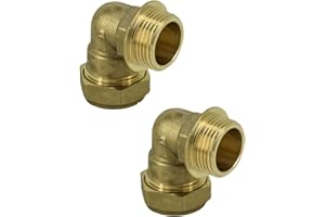 UKDEALS DIRECT UKDD® 22mm Compression by 3/4" BSP Brass Male Iron Elbow 90 Bend, 22mm x 3/4" Adaptors Bend - WRAS Approved - Pack of 2…