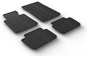 GLEDRING Rubber Car Mats GL 0426 Alfombrillas de Goma con Clips de Montaje T, 4 Piezas
