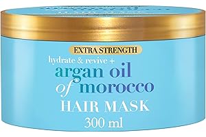 OGX - Masque Capillaire Extra Force Hydratant & Revitalisant + Huile d'Argan du Maroc (pot de 300 ml)–Masque cheveux hydratant et réparateur pour cheveux abîmés–Masque riche pour des cheveux éclatants