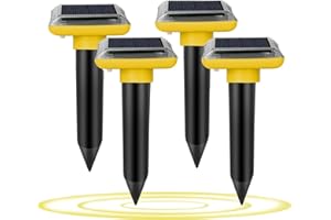 HONGXIAN Ultrasonic ultradźwiękowy odstraszacz kretów, zasilany energią słoneczną, do węży, do ataków bez formy, ultradźwiękowy odstraszacz kretów, 4 sztuki