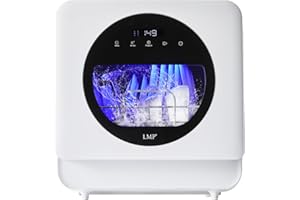 LMP Table Top Dishwasher no Plumbing, Mini Countertop Dishwasher 6 Washing Programs, Portable Tabletop Dishwasher Counter Top with 5L Built-in Water Tank, Compact Worktop Small Dish Washer Fruit Wash