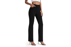 AFITNE Women's Straight Leg Work Trousers - Tummy Control Professional Suits Pants for Women, Workout Yoga Office Work Trousers Straight Leg Yoga Pants with 4 Pockets - 29/31 Inches