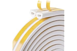 teeppo Self-Adhesive Sealing Tape for Doors Windows, Door Seal, Window Seal, Self-Adhesive Rubber Sealing Strip for Blocking Gaps Anti-Collision, Cold Wind, Noise and Dust (5 m, White)
