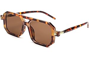 FEISEDY Retro 70er Jahre Sonnebrille Damen Herren Vintage Flache Quadratische Brille mit UV400-Schutz B2622