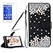 Produktbild Girlyard für Xperia XA1 Diamant Lederhülle, Bling Glitzer DIY Crystal Schutzhülle Luxus Premium PU Flip Case mit Lanyard Strap Standfunktion Kartenfach Magnetverschluss Etui für Sony Xperia XA1 Weiß Blumen