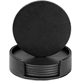 KEMMPER Drink Coasters Set of 6 Leather CoastersSpill Protection for Table Desk Durable and Non Slip Leather Coaster Fit Comm