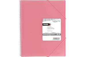 Grafoplas - Carpeta con Fundas Transparentes, A4, Rosa Claro, 50 Forros de Polipropileno Extra, Tapas de Plástico Flexible, Espiral PVC, Maxiplás Multiline, Perfecto como Material Escolar y Oficina