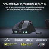 CORSAIR IRONCLAW Kablosuz SE Oyun Faresi &ndash; 26.000 DPI, Daha B&uuml;y&uuml;k Eller i&ccedil;in Ergonomik Tasarım, 10 Programlanabilir D&uuml;ğme, MO