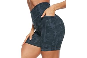 JOYSPELS Women's High Waisted Yoga Shorts - Tummy Control, Sports Running Shorts with Pockets for Gym, Cycling, Yoga, Running, Daily Leisure