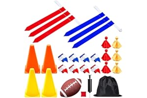 Journdream Set di 10 flag per giocatore con 10 palline da calcio, 30 bandiere, 4 coni di marcatura, 6 bandiere, 1 pouf da calcio americano, 1 custodia, Colore, Regular style