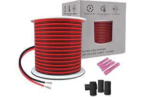 AOTOINK 18 Gauge Elkabel 2x0,8mm², 20M Förlängningskabel, 18 AWG, Förtennad Koppartråd, 2 Kablar för LED-Remsor, Enfärgad, 35