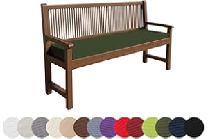 chilly pilley Cojín De Banco Hidrófugo Cojín De Banco Cremallera con Trabillas Cojín De Banco Cojín para Banco De Jardín (130x50x5, Verde Oscuro)