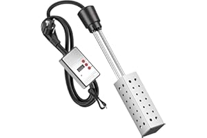 BILLG Chauffe-Eau a Immersion 3000W, Chauffe-Piscine avec Contrôleur de Thermostat et Affichage Numérique de Température, Thermoplongeur Electrique Portable en Acier Inoxydable pour Piscine, Seau, Baignoire