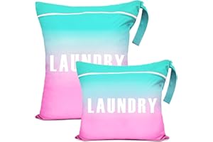 PASHOP Groß Wäschesack Reise Kleiner Wäschesack Wasserdicht Wetbag Wäschebeutel Mit Griffen, Nasstasche Schmutzwäschebeutel für Fitnessbekleidung, Nasse Kleidung (Rosa Blauer Farbverlauf)