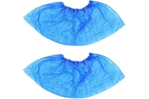 Cubrezapatos Desechables, 300 Piezas Fundas de Zapatos, AURMOO PE Fundas Desechables, Zapatos Cubrezapatos Antideslizantes e Impermeables (150 Pares, Azul)