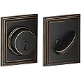 Schlage B60 N ADD 716 Deadbolt with Addison Trim, Keyed 1 Side, Highest Residential Security, Aged Bronze