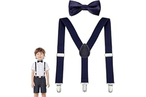 Butyeak Regolabili Bambini Bretelle, Bretelle con Papillon Set, Bretelles Y e Papillon Set, Ragazzi Cinghie Y, Sets di Cinghie Regolabili per Papillons, Universali per Ragazzi e Ragazze, Nero