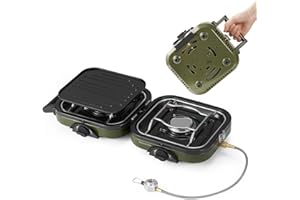 WINDHIKE Naturehike Réchaud de Camping à Gaz 2 en 1 - Poêle à Frire Avec Brûleurs Réglables, Poignée de Transport - Portable, en Fer, Parfait Pour le Camping et la Randonnée