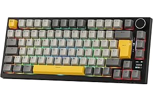 EPOMAKER Ajazz AK820 Pro ISO-ES Teclado Mecánico Inalámbrico, con Pantalla & Perilla, 2.4G/BT/USB, Iluminación RGB, Software Personalizado, Teclado Gaming de 75% Distribución Española para PC/Mac