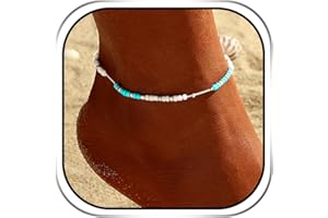 Handcess Cavigliere Boho Bracciali alla caviglia turchese argento Perline colorate Catene per piedi per donne e ragazze