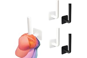 SVOCK 4pcs Kappenhalter, Schwarz Cap Halter Und Weiß Hutablage Garderobe, Basecap Halterung Wand Löcher Müssen Nicht Gestanzt Werden, Basecap Halter Geeignet Für Zimmer Kleiderschrank Hinter Der Tür