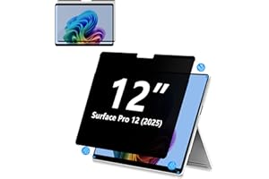 Adeway Pantalla de privacidad magnética Surface Pro de 12 pulgadas (2025), antirreflejos, protección lateral de 30°, filtro lavable y reutilizable, instalación sin burbujas.