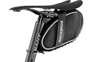 ROCKBROS Bolsa Sillín de Bicicleta Alforja bajo Asiento para MTB Bicicleta Carretera Bolsa Porta Herramientas, Negro/Rojo