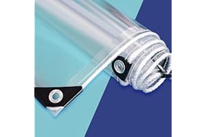 AMXFS Abdeckplane Transparente Plane mit Ösen 0.55mm wasserdichte Klare Tarps aus PVC Durchsichtige Regenfestplanen Windschutz Plane für Camping Vordach Carport Zelt