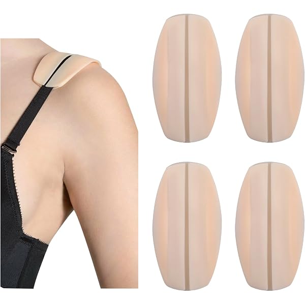 XPEX - 8 Coussinets Silicone Pour Bretelles De Soutien-gorge - Anti-douleur Et Anti-glisse - Blanc Et Nude