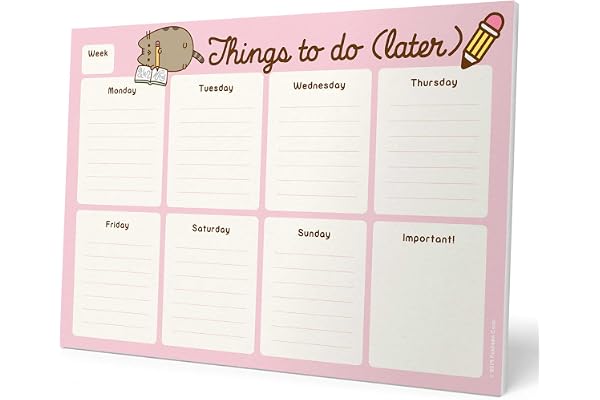 Grupo Erik - Bloc Notes A4 Pusheen Rose Collection, Semainier | Sous-Main Bureau, Planner Hebdomadaire | Papeterie de Bureau, To Do List, Blocs Mémo, Fournitures Scolaires