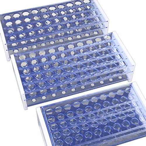 Gazechimp Reagenzglasständer für bis zu 50 Reagenzgläser, 13/16/18 mm Durchmesser – Klar, 16mm - 4