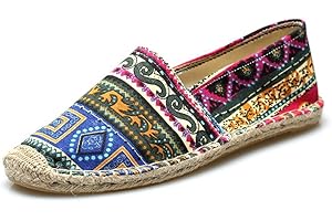 MSKAY Unisex Espadrilles für Herren, Leinen Sole Casual Travel Schuhe für Paare Chinesischer Stil Ethnische Minderheit Kostüm Segeltuchschuhe