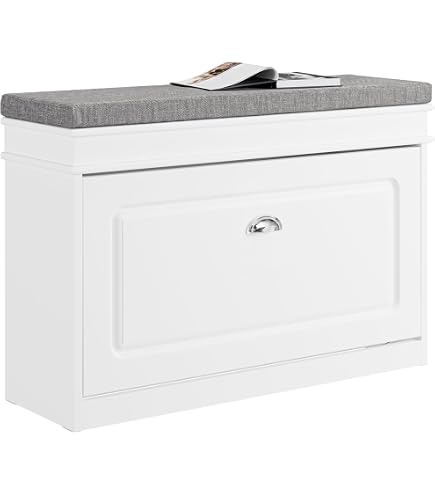 Kesper Scarpiera Con Seduta E Cuscino - 60x47x30 Cm, In Legno, Contiene 6 Paia Di Scarpe, Vano Portaoggetti, Grigio