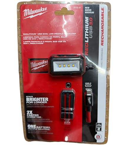Lot De 2 Lampes Frontales Milwaukee – 600 Lumens, REDLITHIUM USB, Profil Bas – Pour Casque
