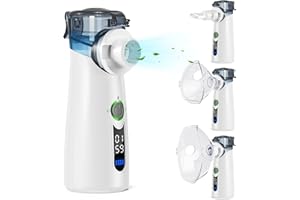 NVKHG Aerosol Silencioso, Máquina de Aerosol Ultrasónica Portátil, Con Pantalla Digital, Limpieza Residual Automática, Recargable USB-C para Adultos y Niños-Gris