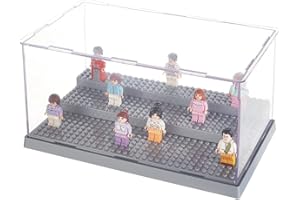 OLYCRAFT 3-poziomowe akrylowe gabloty na minifigurki, pyłoszczelne pudełko wystawowe, akrylowe pudełko wystawowe, zdejmowane pudełko ekspozycyjne do kolekcji, figurki akcji, bloki, modele, 27 x 13,7 x 16 cm
