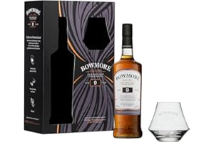 Bowmore 9 ans Islay Single Malt Scotch, coffret avec 1 verre, Whisky Ecossais, 40% - 70 cl