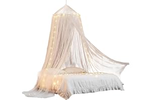 Peosaard sänghimmel, sänghimmel med lampor, prinsessa för flickor, extra stort kupol, hopfällbart myggnät för barn, pojkar, f