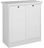 Melko Kommode 2 in 1 + Bügeltisch Bügelbrett mit Weidenkörben Weiß Grau