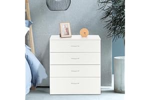 GENERIC 3/4 Piece Bedroom Furniture Set High Gloss White 2 Door Wardrobe-3Door&4Door Mirror Wardrobe With Hanging Rails Chest of Drawer Bedside Table Cabinet (Chest of 4 Drawer)