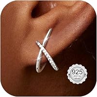 Boucles D'Oreilles Or Halora - Clous Criss-Cross - Hypoallergénique - 18.3mm - Cadeau Femme