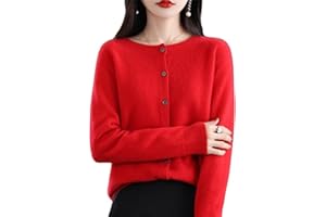 JEEEUN Women's Cashmere Cardigan Sweater, Cashmere Button Front Long Sleeve Cardigan Soft Warm Knit Elastic Jumpers