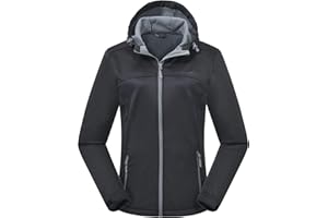 ATLASLAVA Damen Softshelljacke Wasserdichte Atmungsaktive Leichte Fleece Kapuze Übergangsjacke Laufen wanderjacke