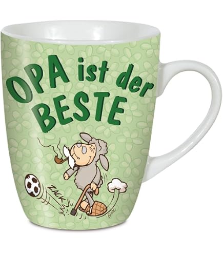BRUBAKER Kaffeetasse 'Bester Opa Der Welt' – 300 Ml Keramik Mit Globus-Motiv, Spülmaschinenfest